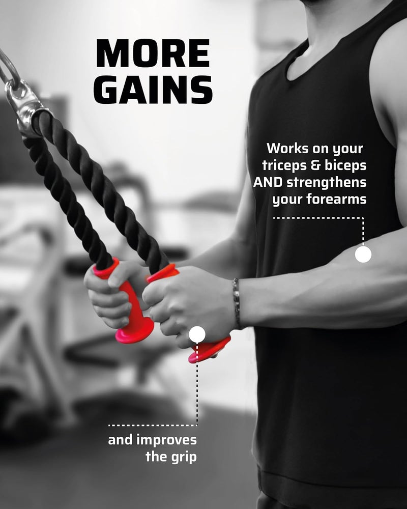 THEFITGUY Ergonomic Tricep Rope | 30” Non-Slip Cable Attachment | Wrist Pressure Relief | Grip Strength & Forearm Activation | Home & Commercial Gym Accessory | for Cable Machine & Smart Gym - Image 3